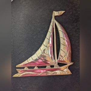 Vintage Brass Sailboat Wall Decor